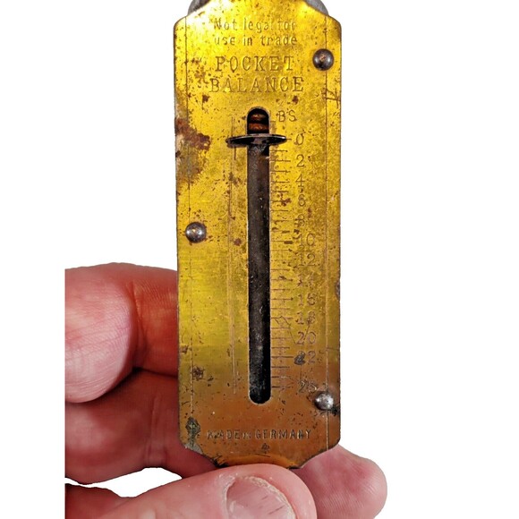 Vintage 25lbs Pocket Balance Hanging Metal Fishing Scale Made In Germany-Fish - Picture 3 of 7